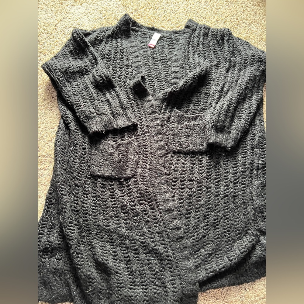 Loose Knit Long Cardigan Sweater (2X)